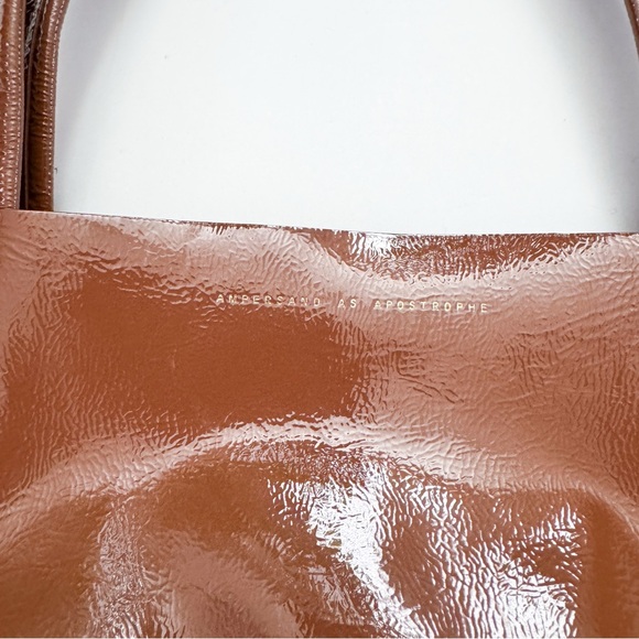 Ampersand As Apostrophe Brown Shiny Patent Leather Tote Bag - Picture 6 of 10